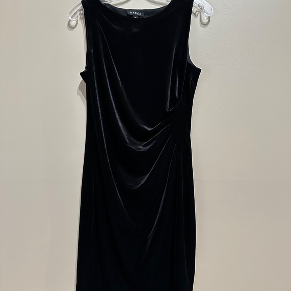Jessica Black Velvet Sleeveless Dress Midi Size 10 Elegant Grand Party - Picture 5 of 11